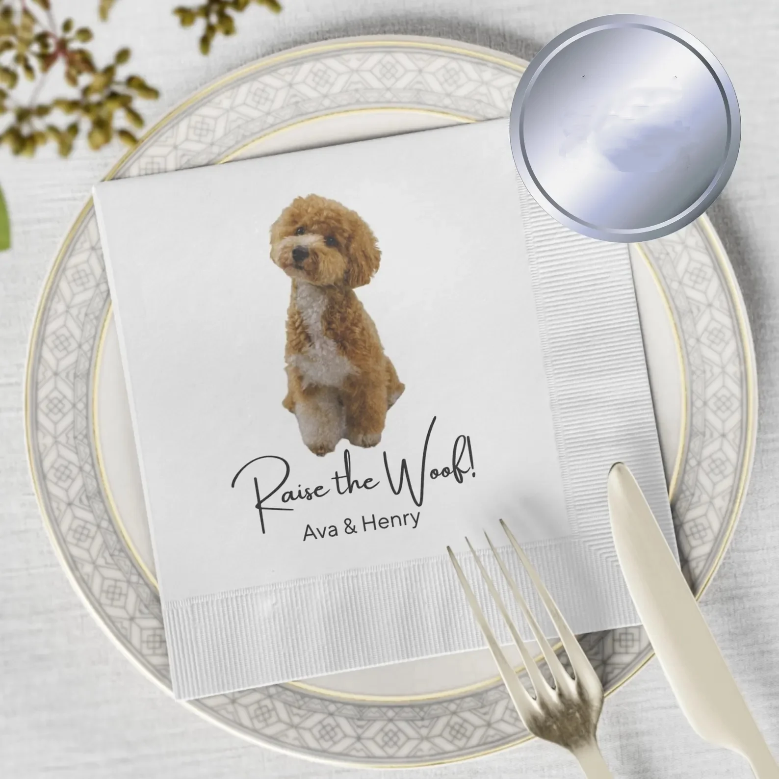 50pcs Custom Napkins, Custom Wedding Napkins, Custom Dog Napkins, Custom Pet Napkins, Full Color Personalized Pet Wedding Cockta