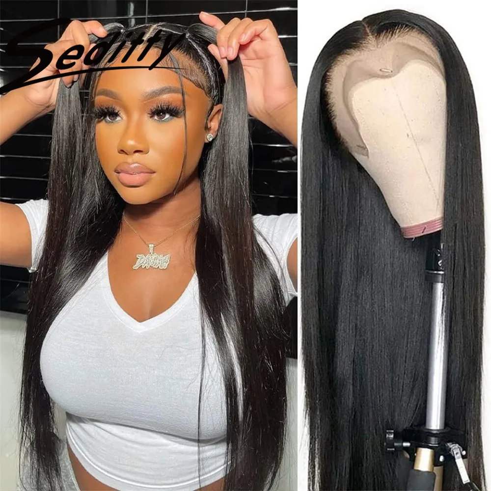 

12A Straight Lace Front Wig Brazilian 100% Remy Human Hair Wigs 13x4 HD Transparent Lace Frontal Wig 200 Density Pre Plucked