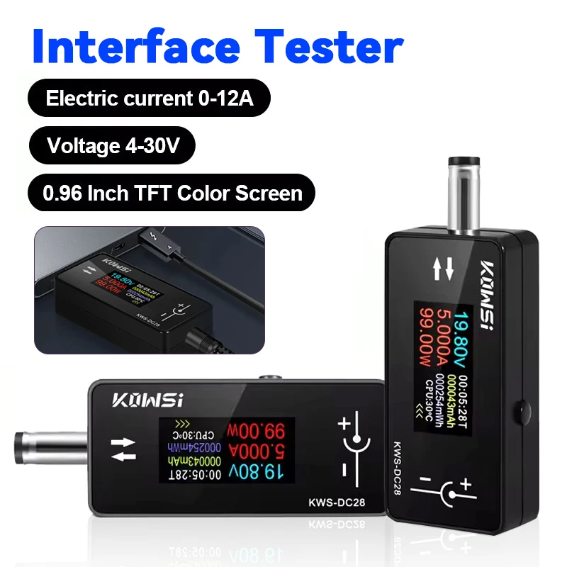 

KWS-DC28 Digital Display DC Voltage Ammeter 0.96 Inch TFT HD Power Meter Cell Phone Charging Tester Detector Electrician Tool