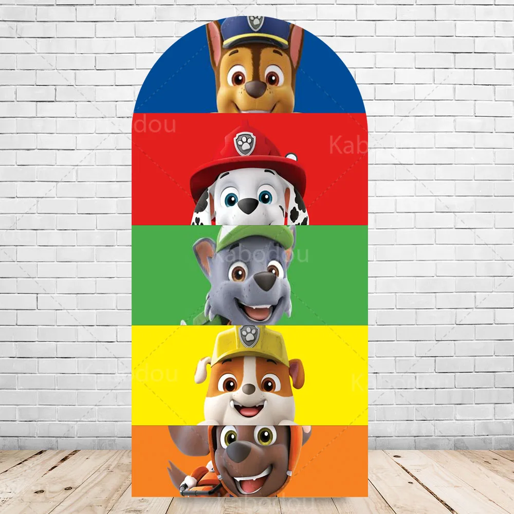 Paw Patrol Arch Backdrop For Kid 1st Birthday Party Decoration Wall Puppy Baby Shower Photography Background Photo Studio Banner