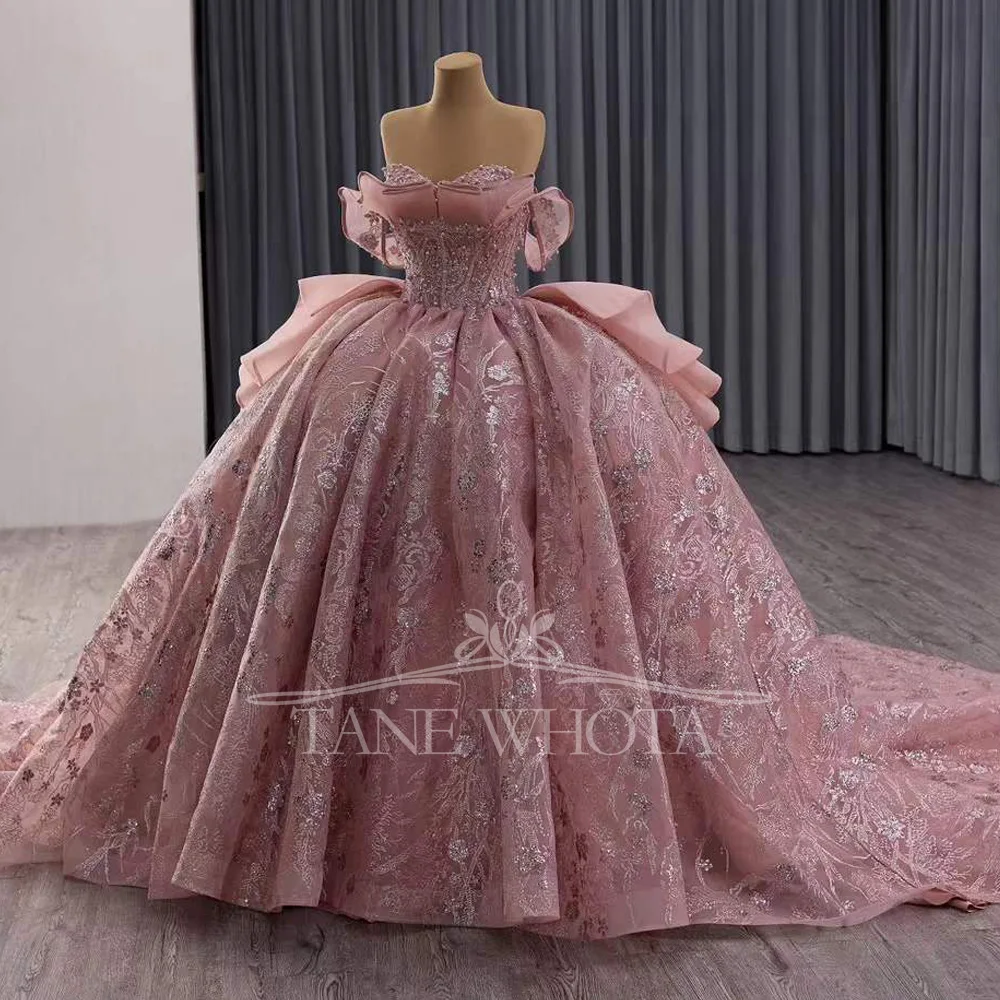 Luxury Evening Dress 2025 Crystal Beaded Pearls Lace Up Back Pink Short Dresses For Special Occasions Formal Dress