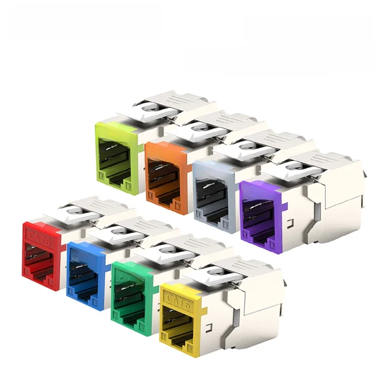 Linkwylan RJ45 Cat6 Cat6A wiele kolorów ekranowane gniazdo Keystone beznarzędziowe beznarzędziowe moduły sieciowe ze stopu cynku 8 kolorów — zdjęcie 2