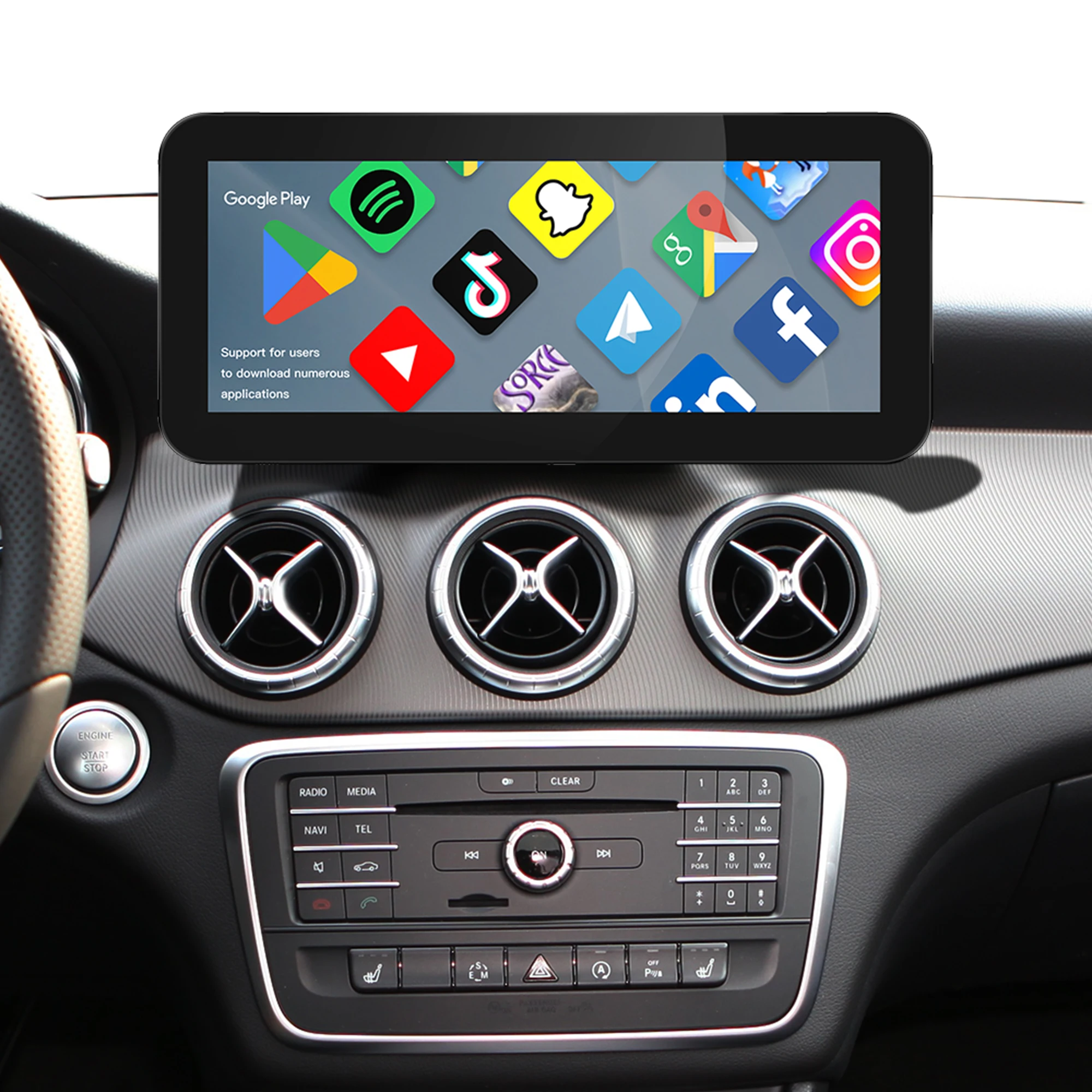 10.25 inch CarPlay screen for Mercedes B class w246 NTG 4.5/4.7 Android Auto mirroring full screen access Android apps navnation