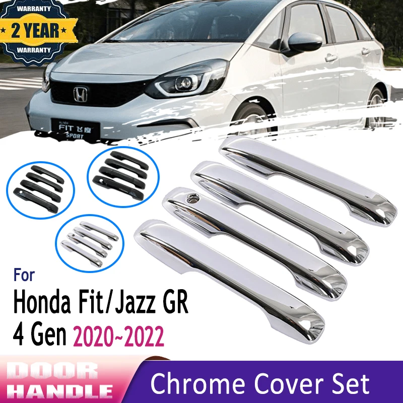 Styling Chrome For Honda Fit Jazz 4 4th Generation Mk4 GR GS 2020 2021 2022 Black Carbon Fiber Door Handle Cover Car Accessories