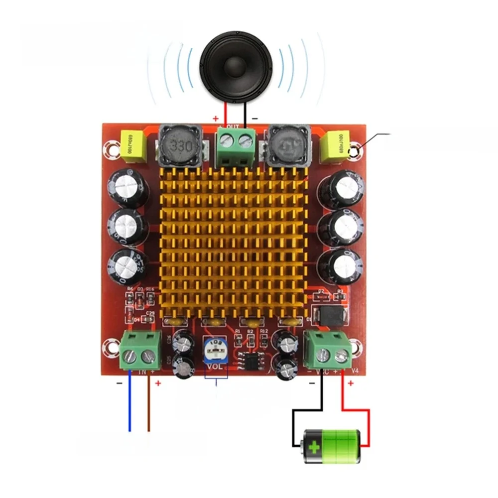 150W Mono Channel Digital Power Audio Amplifier Board TPA3116DA TPA3116 D2 Class D Sound Amplifier Board XH-M544 DC 12V 24V — zdjęcie produktu 7