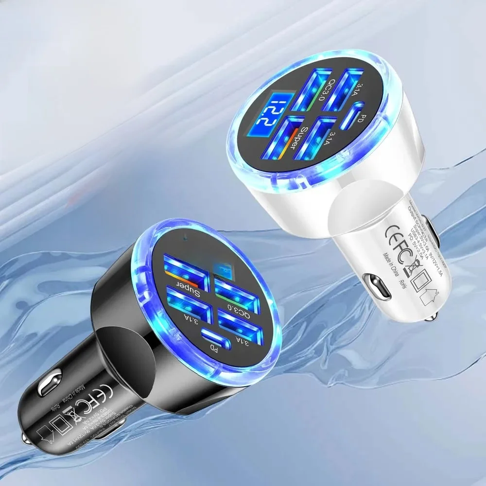 Ładowarka samochodowa 4usb PD 250W typu C Szybkie ładowanie Automatyczny adapter do telefonu komórkowego dla iPhone Samsung Huawei Xiaomi QC 3.0 — zdjęcie 2