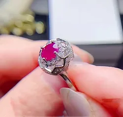 KJJEAXCMY Fine Jewelry Natural Ruby 925 Silver Women's Ring Valentine's Day Party Birthday Wedding Gift