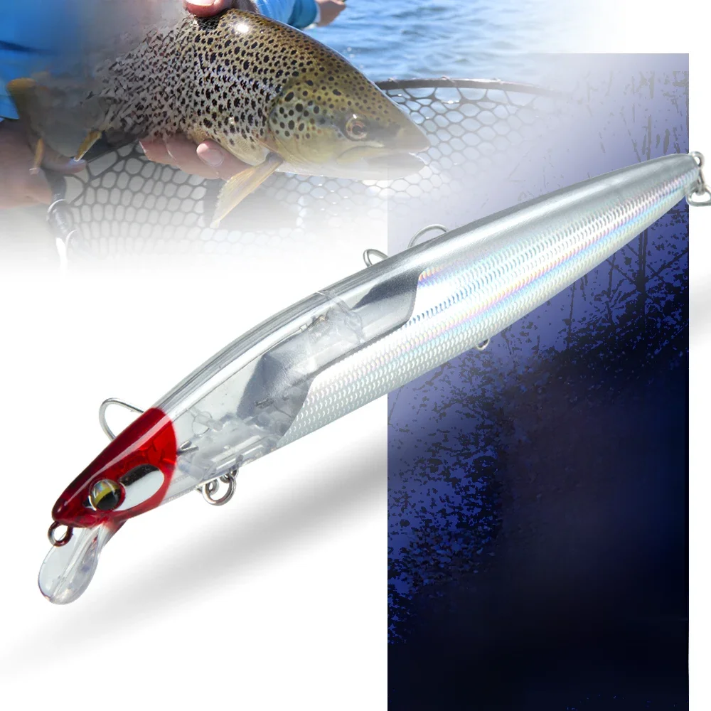 D1 flutuante minnow isca de pesca 120mm20g/145mm27g flash floco wobbler silencioso assassino isca