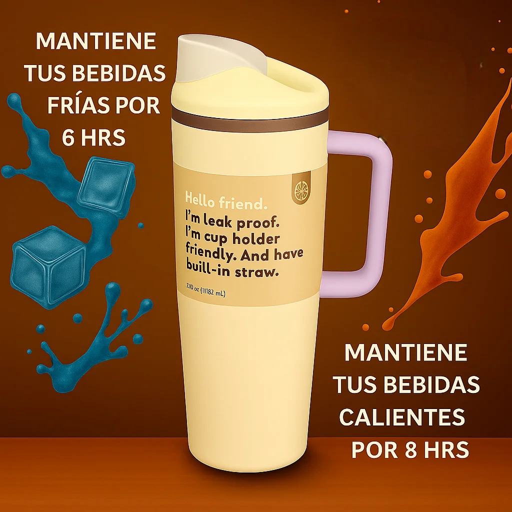 كوب حراري من الفولاذ المقاوم للصدأ Fab-30، سعة 1185 مل مع مقبض مريح وقش مدمج قابل للسحب، جدار مزدوج مضاد للانسكاب، غطاء قلاب محكم وتصميم حديث، مثالي للقهوة أو الماء أو الشاي أو العصائر