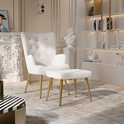 Lamm wolle Stuhl Pflege stuhl Entspannungs stuhl mit Fuß schemel, Wohnzimmer Stuhl, TV Stuhl Sessel Polsters tuhl