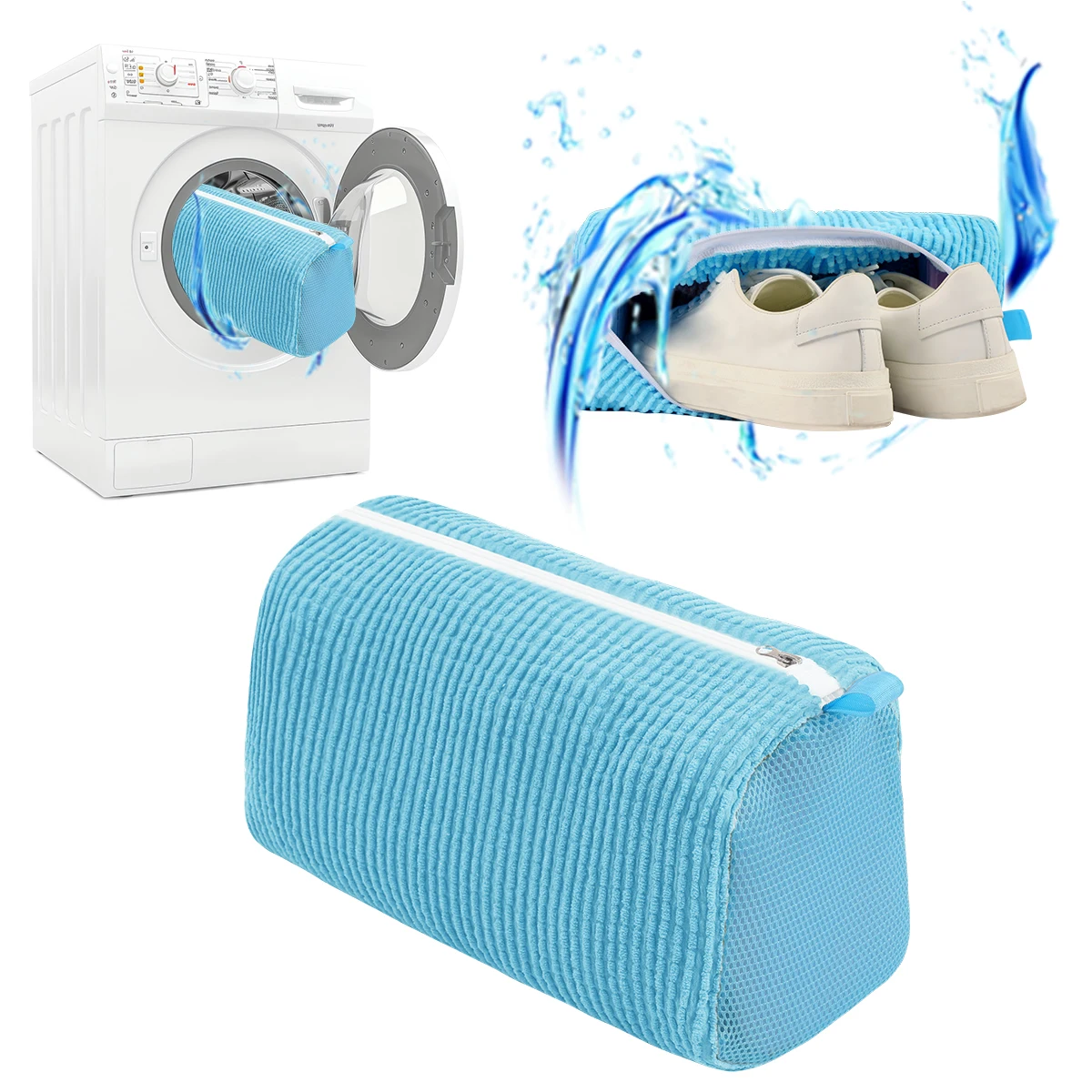 

1 piece/2 pieces lazy shoe washing bag, cylindrical washing machine shoe washing bag with YKK brake zipper.