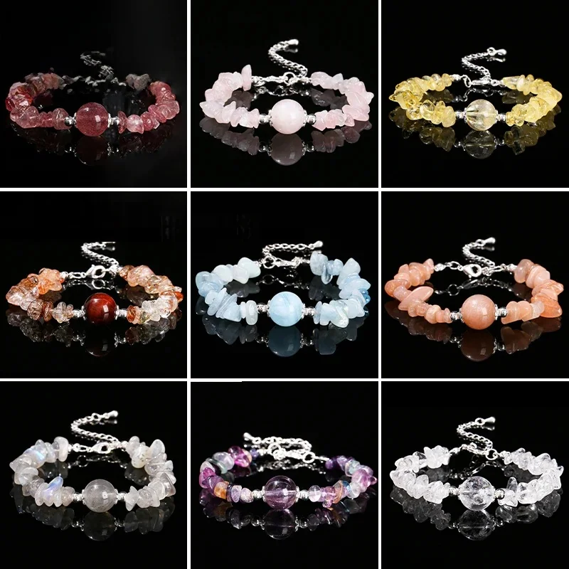 AliExpress buy bao ji JD Natural Stone Strawberry Quartz Amethyst Gravel Chip Bead Lucky Chain Bracelet Women Reiki Healing Handmade Crystal Jewelry