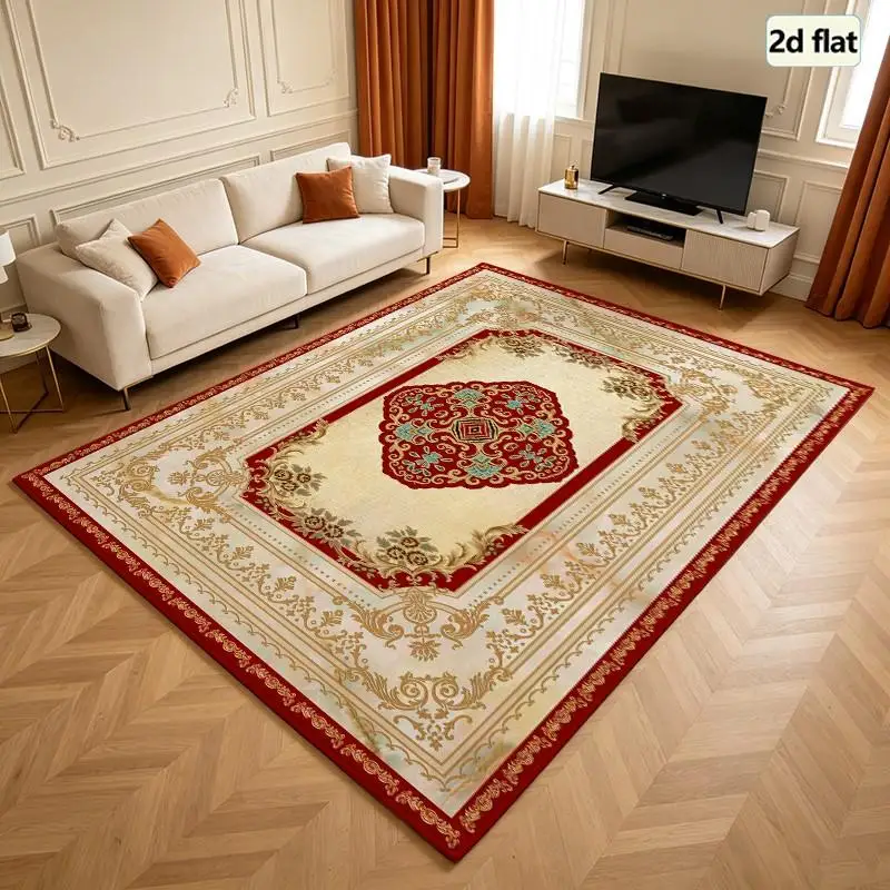 1PC Traditional Vintage Red Cream Gold Area Rug Door Mat Indoor Laundry Room Accessories Indoor Entryway Rug Tapete Para La Entrada De La Casa Minimalist Home Decor Dorm Hallway Laundry