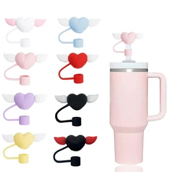 Tampão de palha Love Wings, Toppers para copos Stanley, silicone reutilizável, pontas de palha fofas, protetores de tampas, 30 oz, 40 oz