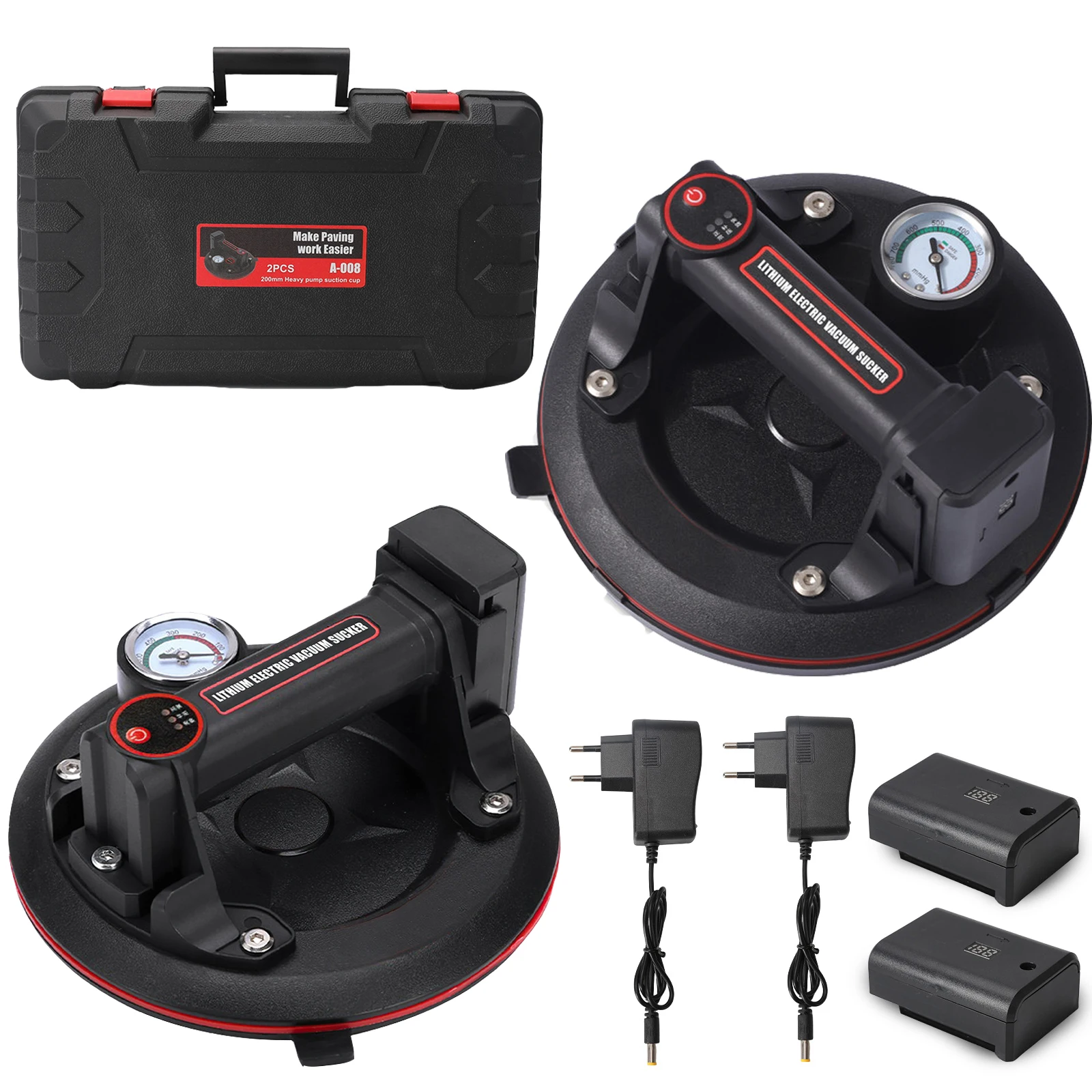 8-calowa litowa elektryczna pompa próżniowa z przyssawką, mocna przyssawka próżniowa 200 kg, wytrzymały podnośnik próżniowy do granitu, narzędzie do podnoszenia.