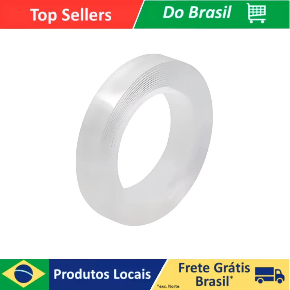 Fita Dupla Face Transparente 5m – Extra Forte com NanoGel Lavable