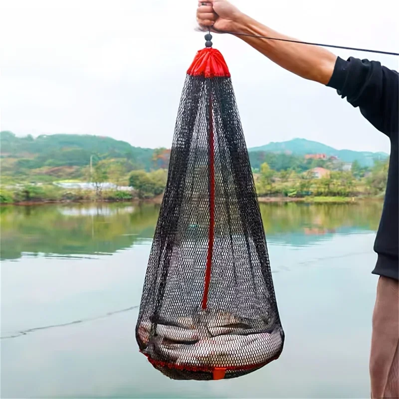 Rede de pesca ao vivo com cordão ao ar livre, kit de proteção de peixes, bolso de rede, saco de rede