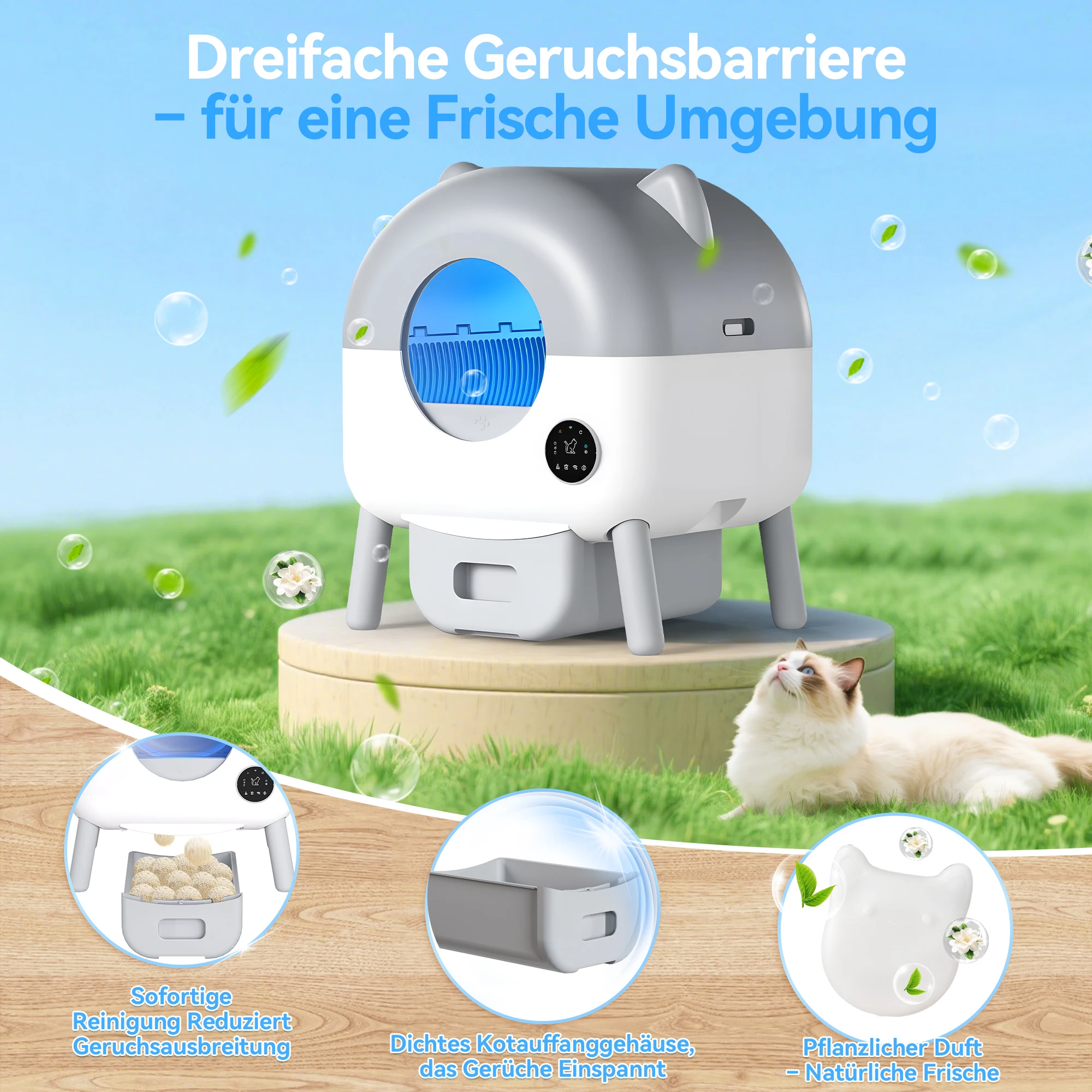 Toilettes pour chats multifonctionnelles et autonettoyantes HOMALL, grande capacité avec contrôle par application sécurisée