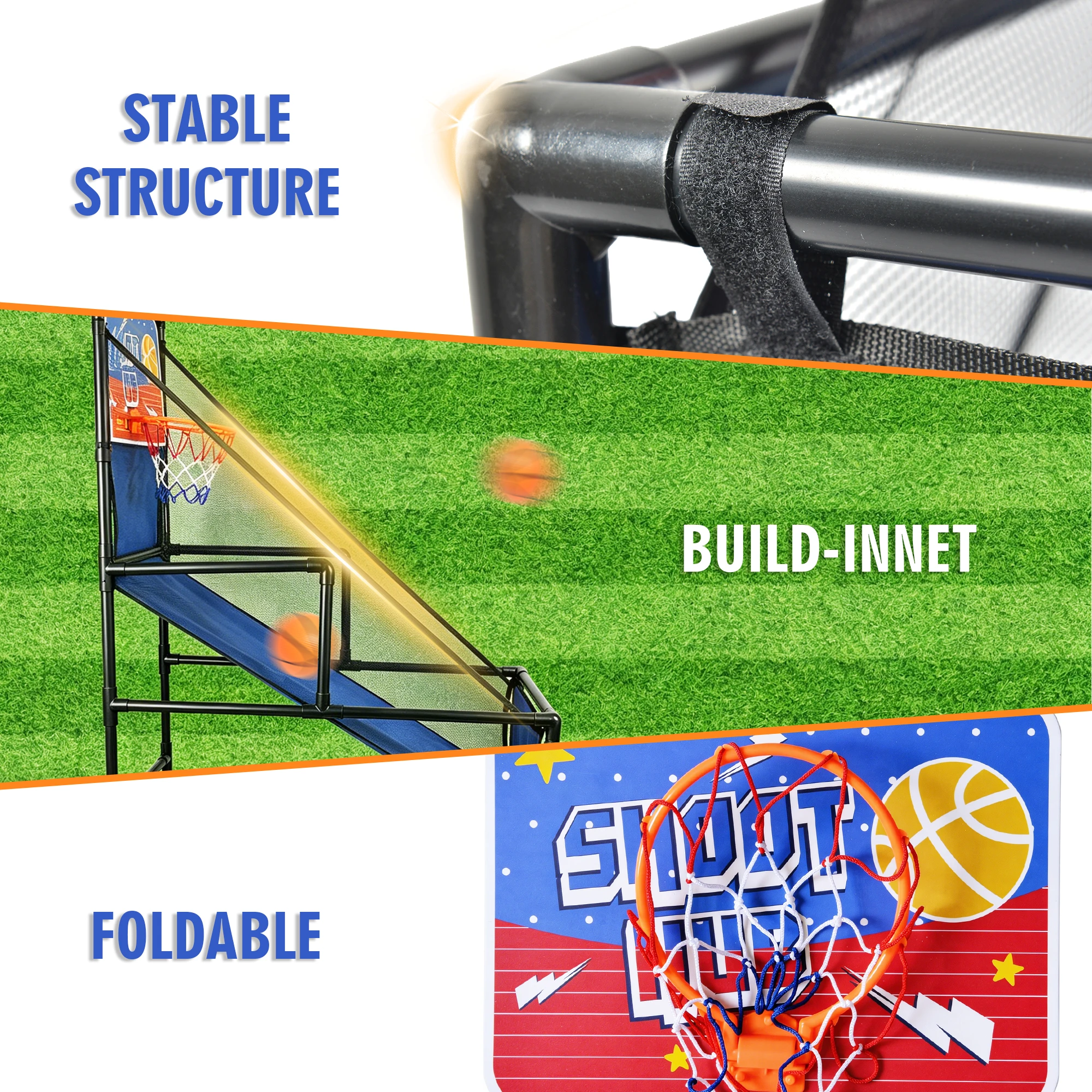 Kids Basketball Arcade Game Indoor Basketball Hoop Set with 2 Balls & Pump Foldable Shooting Game Toy for Toddlers Children Ages 3+ view 5