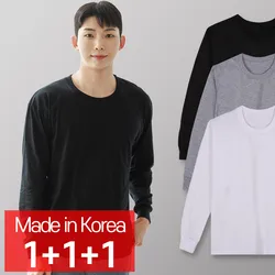 [콜라에스](1+1+1 3매) 긴팔면티 대한민국 국내산 남녀공용 손목 시보리 면100%코마사 긴팔티
