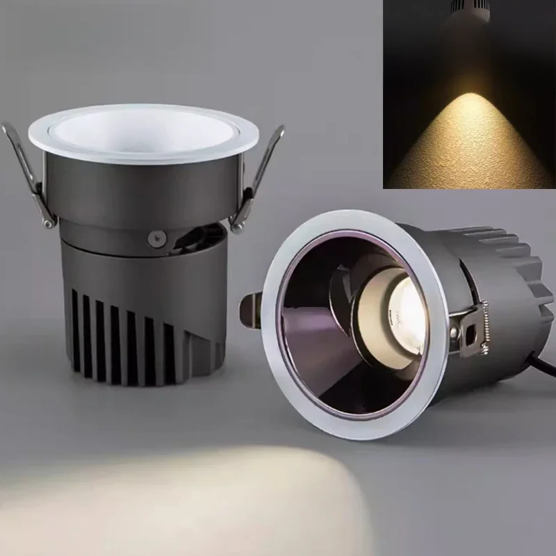 Dimmbarer Einbaustrahler, blendfreie COB-LED-Deckenleuchte für den Haushalt, schmaler Rand, LED-Downlight, 9 W, 12 W, 18 W, 20 W, 24 W, AC96–240 V