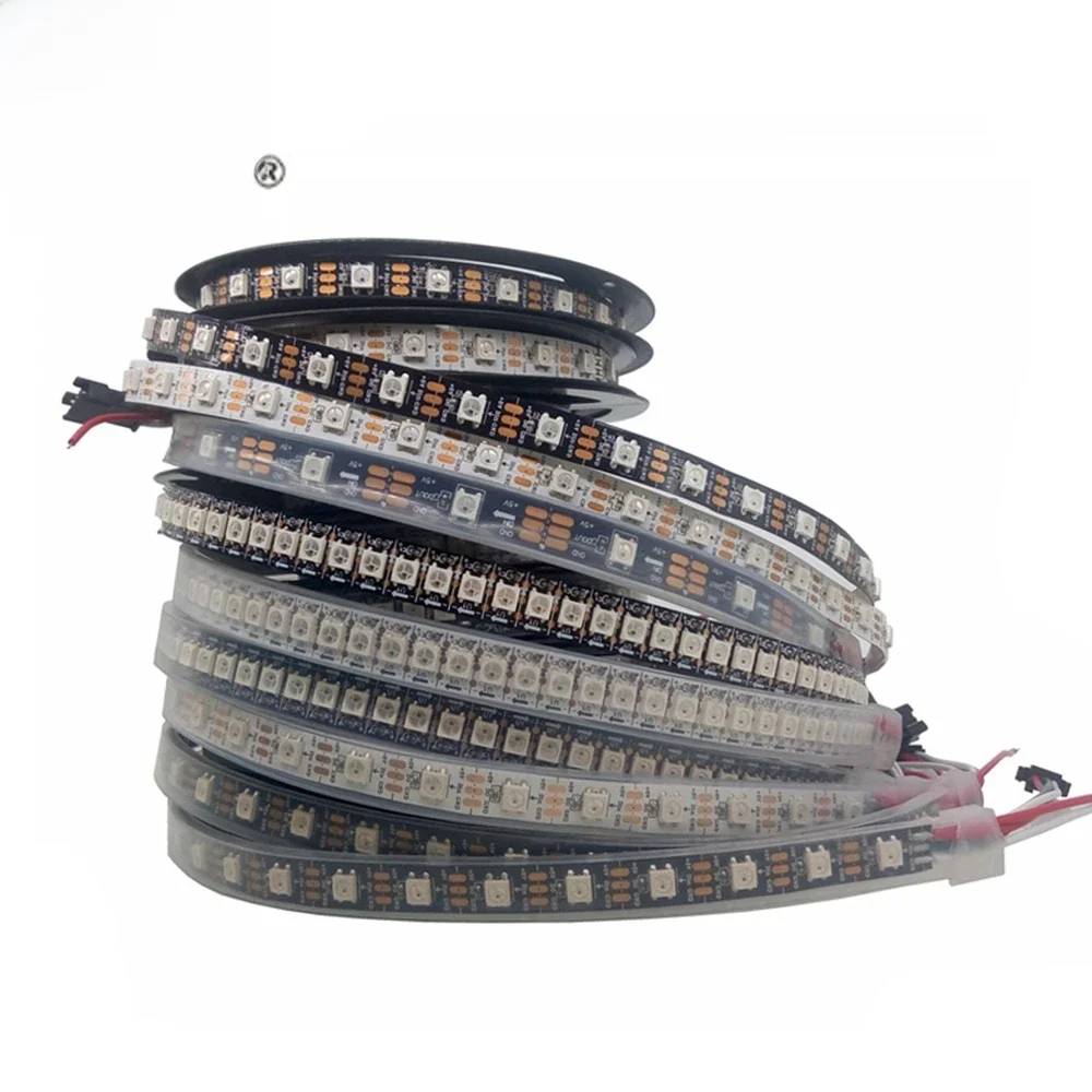 DC5V WS2812B Individueel Adresseerbare 5050 RGB Led Strip WS2812 Slimme Pixels Led Licht Zwart Wit PCB Waterdicht IP30/65/67 - afbeelding 2