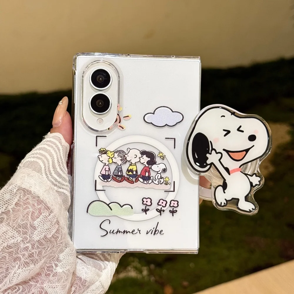 New Fashion Cute Cartoon Puppy Phone Case for Samsung Galaxy Z Fold 8 Z Fold 8 Ultra, Kawaii Anti‑Fall Cover With MagSafe Holder