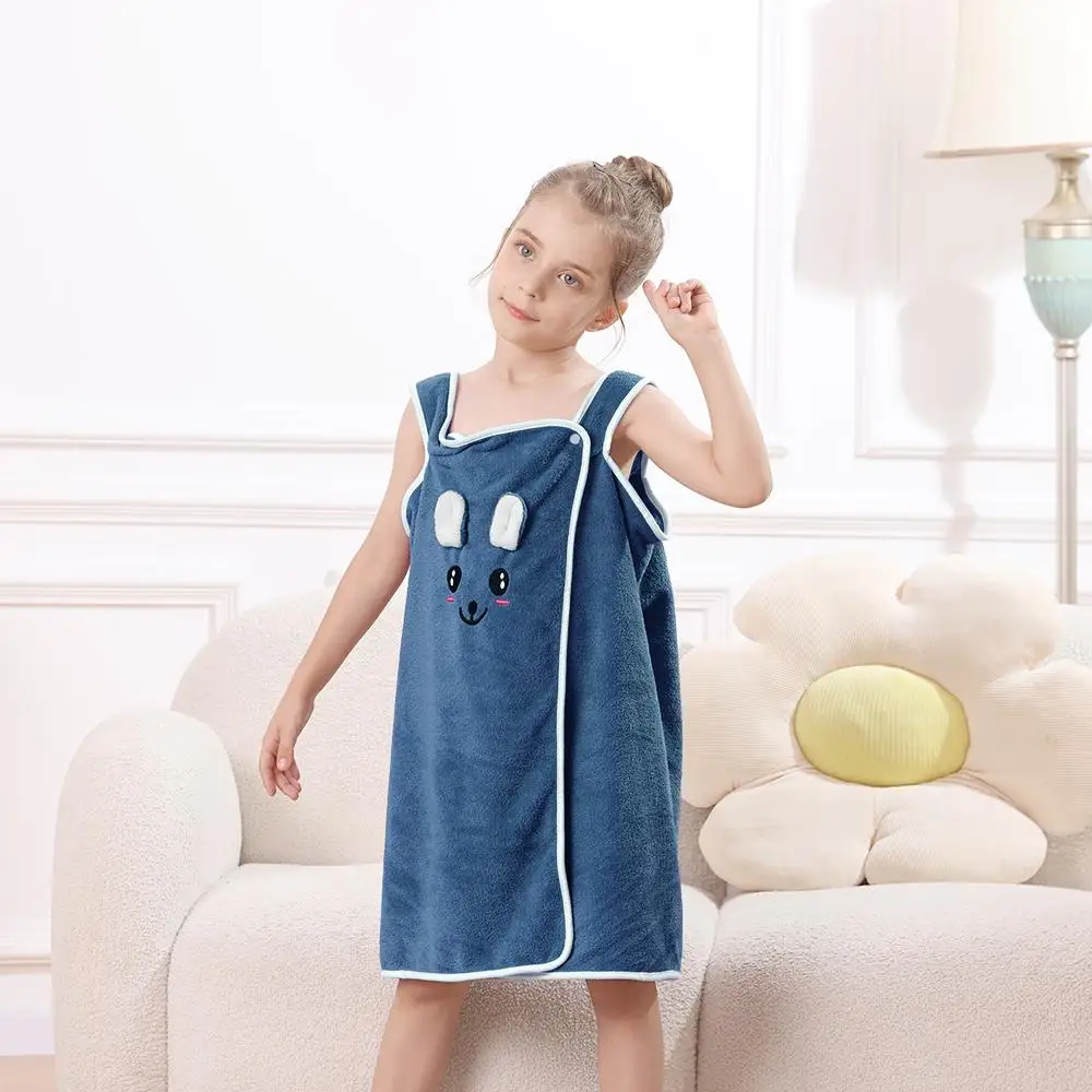 1 Stück Kinder-Badetuchwickel, niedlicher Hasenohren-Baderock aus Mikrofaser für Mädchen im Alter von 6–12 Jahren, ultraweich, saugfähig, hautfreundlich, 250 g/m2 – Detail 8