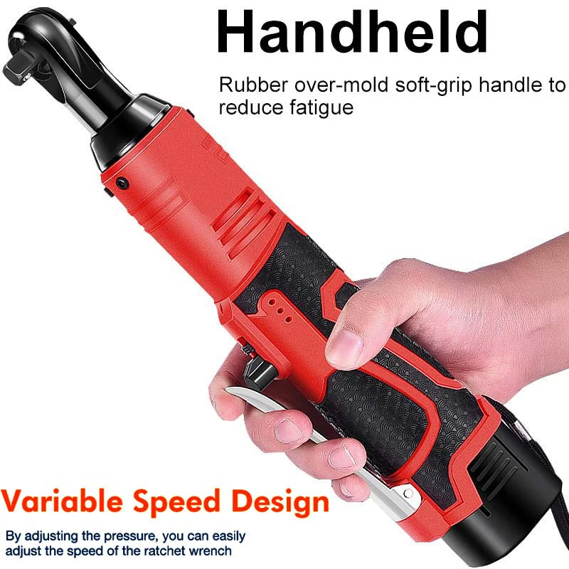 12V/18V Impact Wrench Cordless Rechargeable Electric Wrench 3/8 Inch Right Angle Ratchet Wrenches Impact Driver Power Tool