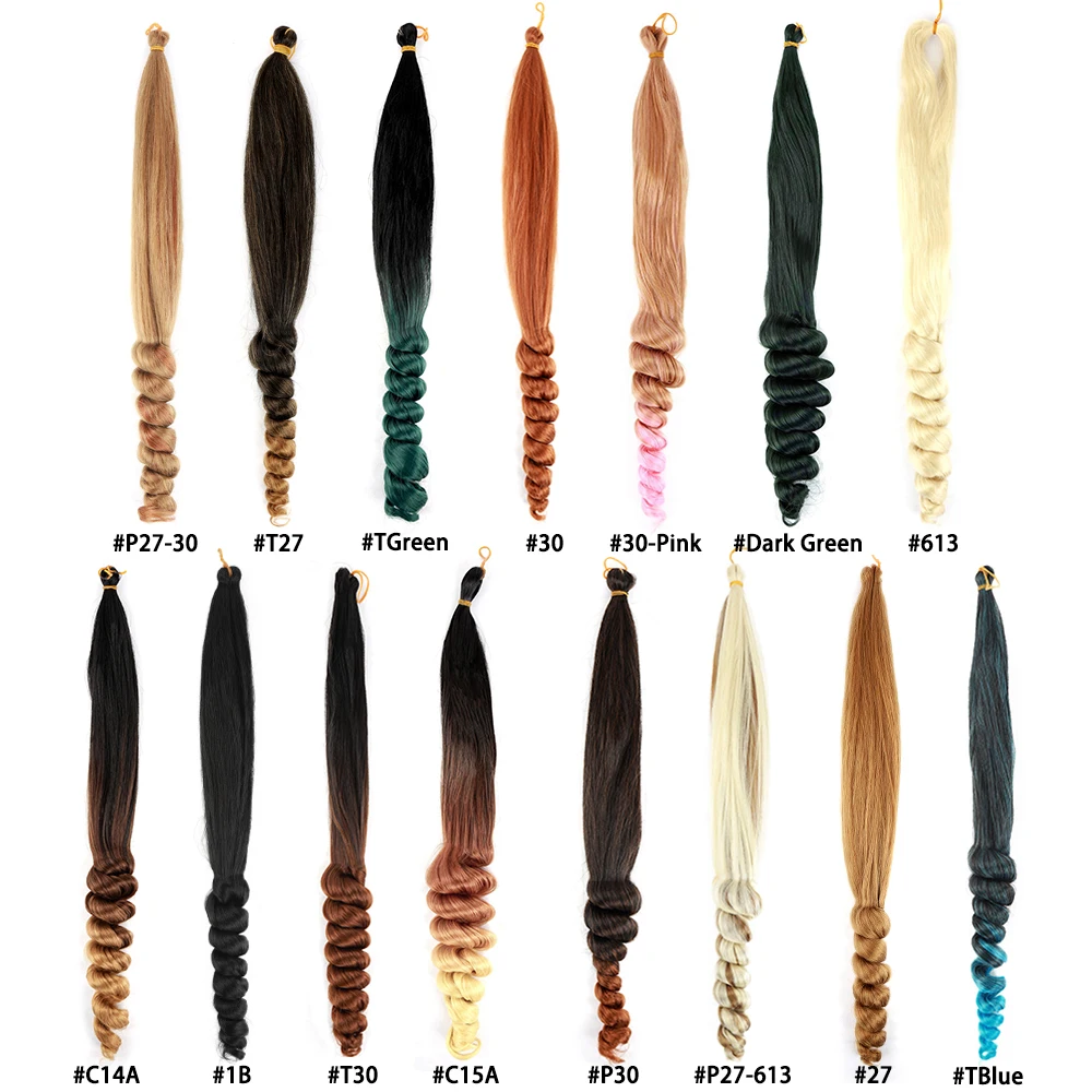 Synthetic French Curly Pre-looped Bulk Spiral Twist Crochet Braids High Temperature Loose Wave Ombre Braiding Hair Extensions