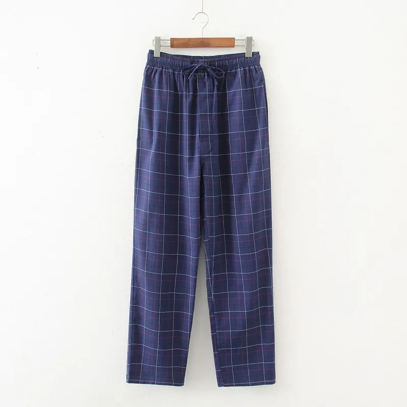 

Spring Autumn Men 100% Cotton Sleeping Bottoms Male Top Quality Night Trousers Men Casual Plaid Pantalon Pijama Hombre Pants