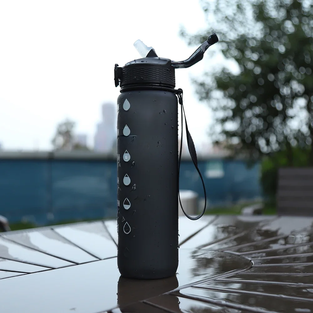 AliExpress MOJOYCE 1000ml Fitness Cups Leakproof Straw Water Bottle BPA-Free Portable Drinking Cup with Time Scale for Fitness Cycling