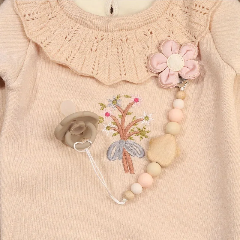 Tétine en Bois avec Nom Personnalisé pour Bébé, Perle en Silicone, Pendentif TeWindsor, Accessoires
