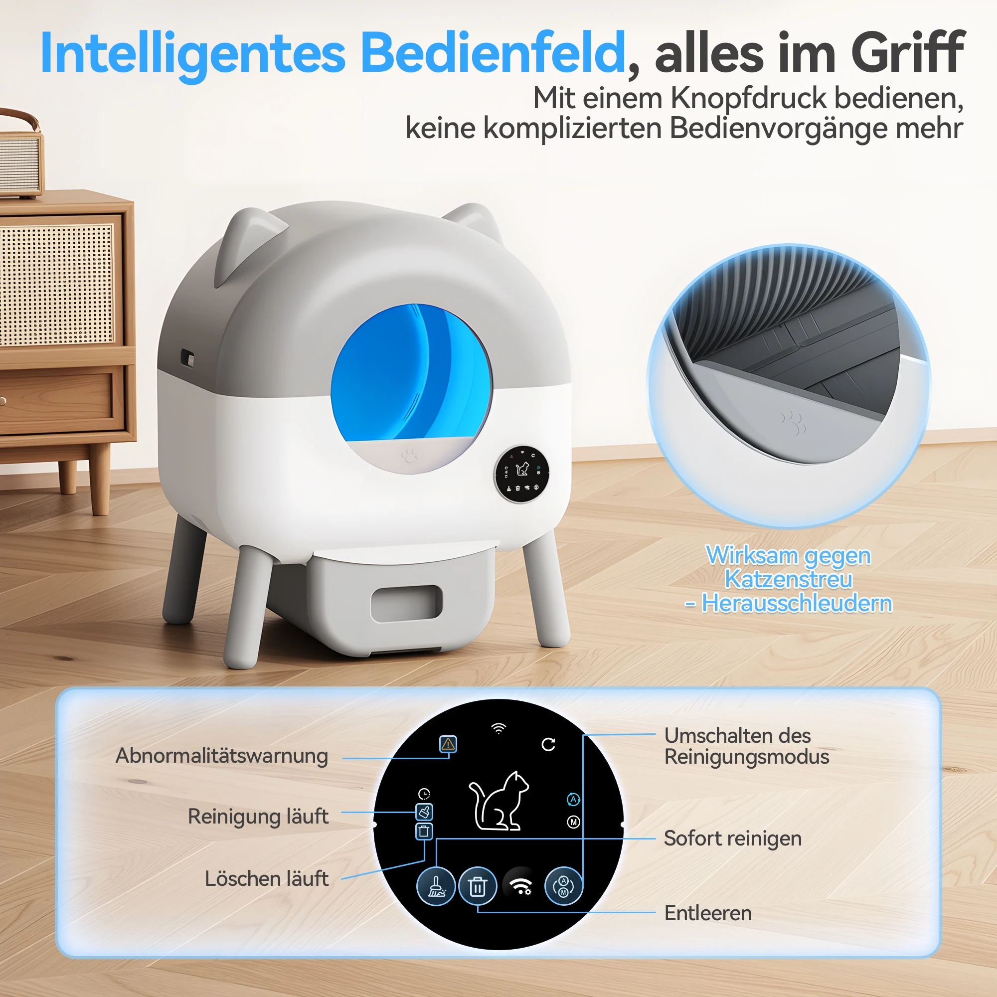 Toilettes pour chats multifonctionnelles et autonettoyantes HOMALL, grande capacité avec contrôle par application sécurisée