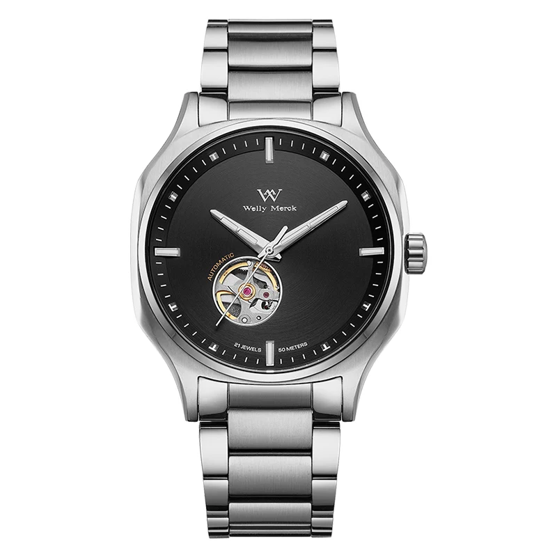 WM Watch Automatic Mechanical Watches Casual Business Sapphire Crystal Water Resistant Stainless Steel Welly Merck Watch 035M