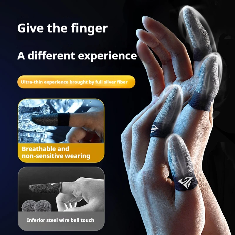 

Game Finger Sleeve Sleeve Sterling Silver Fiber Double Ice Silk Gloves Breathable Sweatproof Slippery Mobile Game Finger Cover