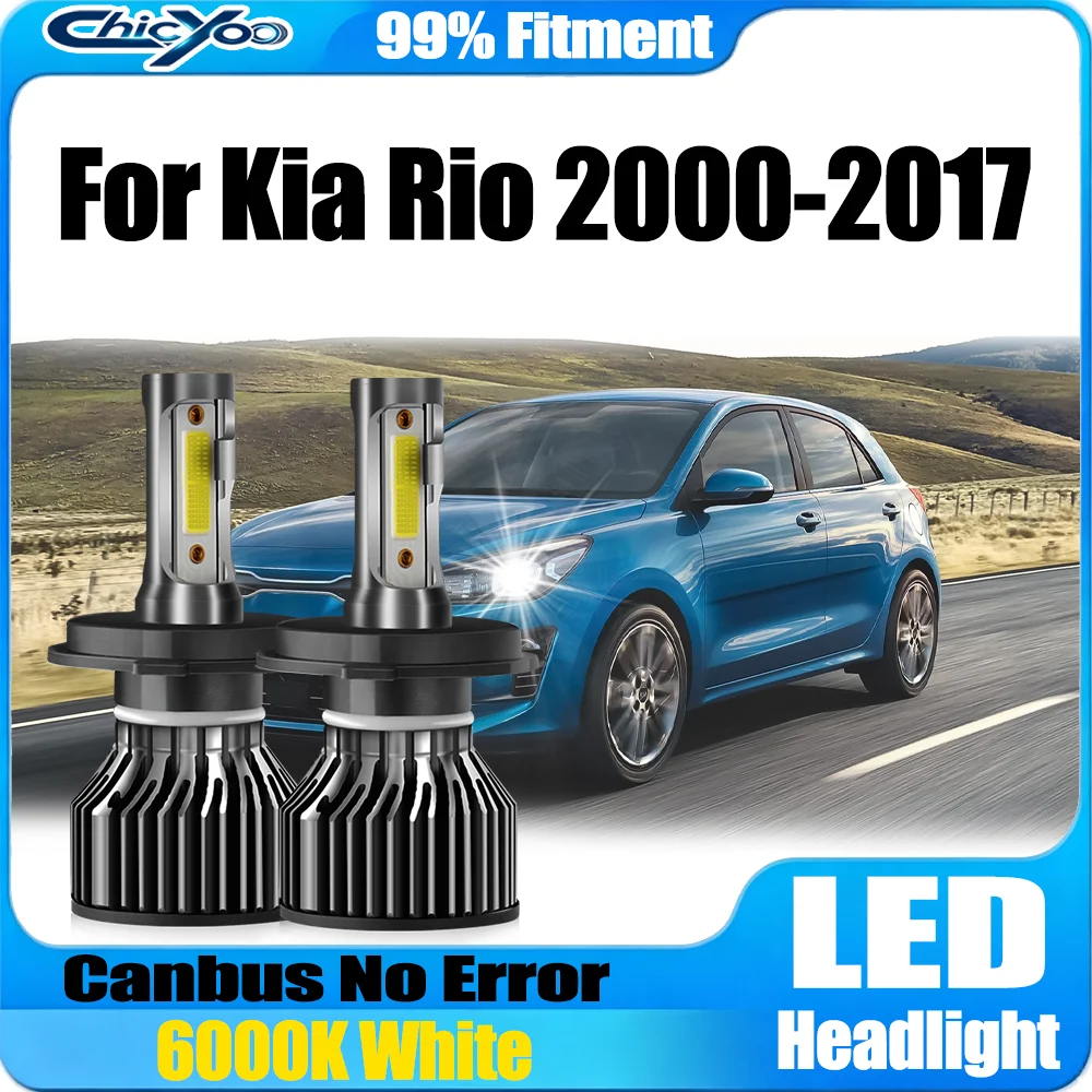 2PCS H4 High Low Beam 120W 20000LM Turbo LED Headlight Bulbs Plug And Play Canbus No Error Car Headlamp For Kia Rio 2000-2017