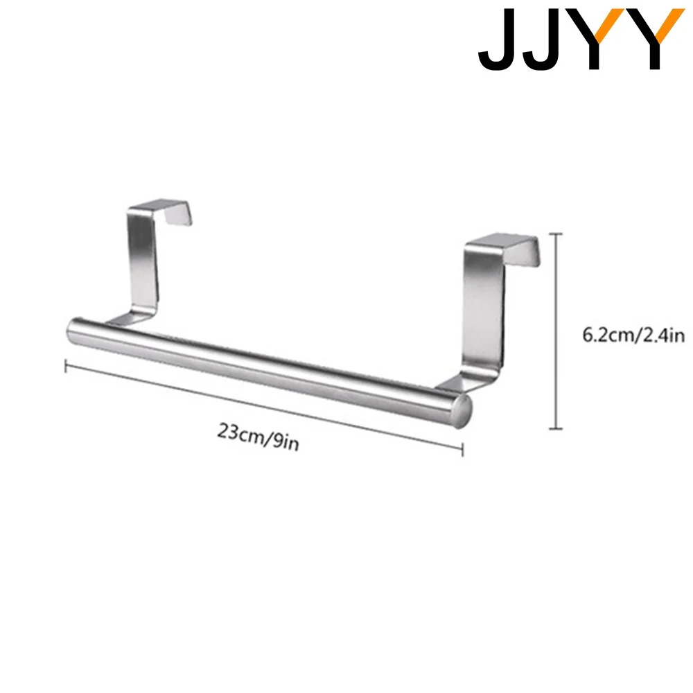 JJYY Stainless Steel Towel Bar Holder Kitchen Cabinet Cupboard Door Hanging Rack Bathroom Door Kitchen Storage Hanger