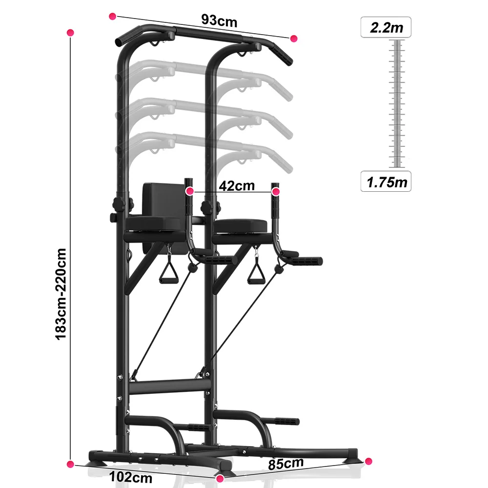 GartistGO Power Tower Dip-Station Klimmzugstange Multifunktions-Kraftturm Push-Up-Workout Bauchmuskeltraining für Heimfitness Krafttraining