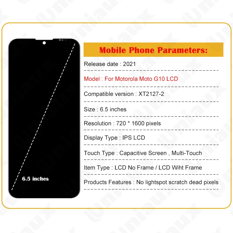 Original For Motorola Moto G10 LCD Display Touch Screen Digiziter Assembly Replacement 100%Tested