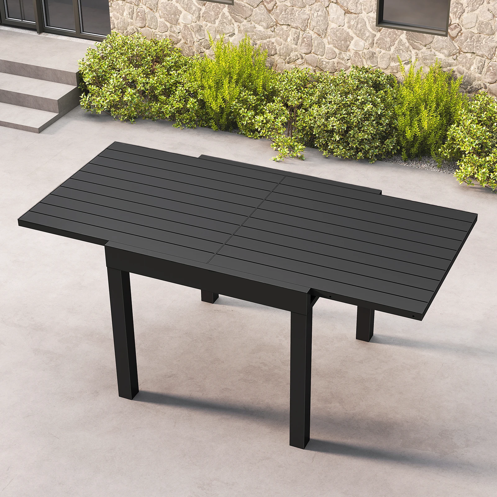SEEHILL Patio Aluminum Extendable Dining Table, Rust-Free Expandable Outdoor Dining Table for 4-6 Person, 32
