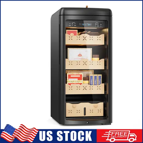 115L Electric Cigar Humidor 900 Counts Large Capacity Intelligent Temperature & Humidity Control,Spanish Cedar Wood Drawer