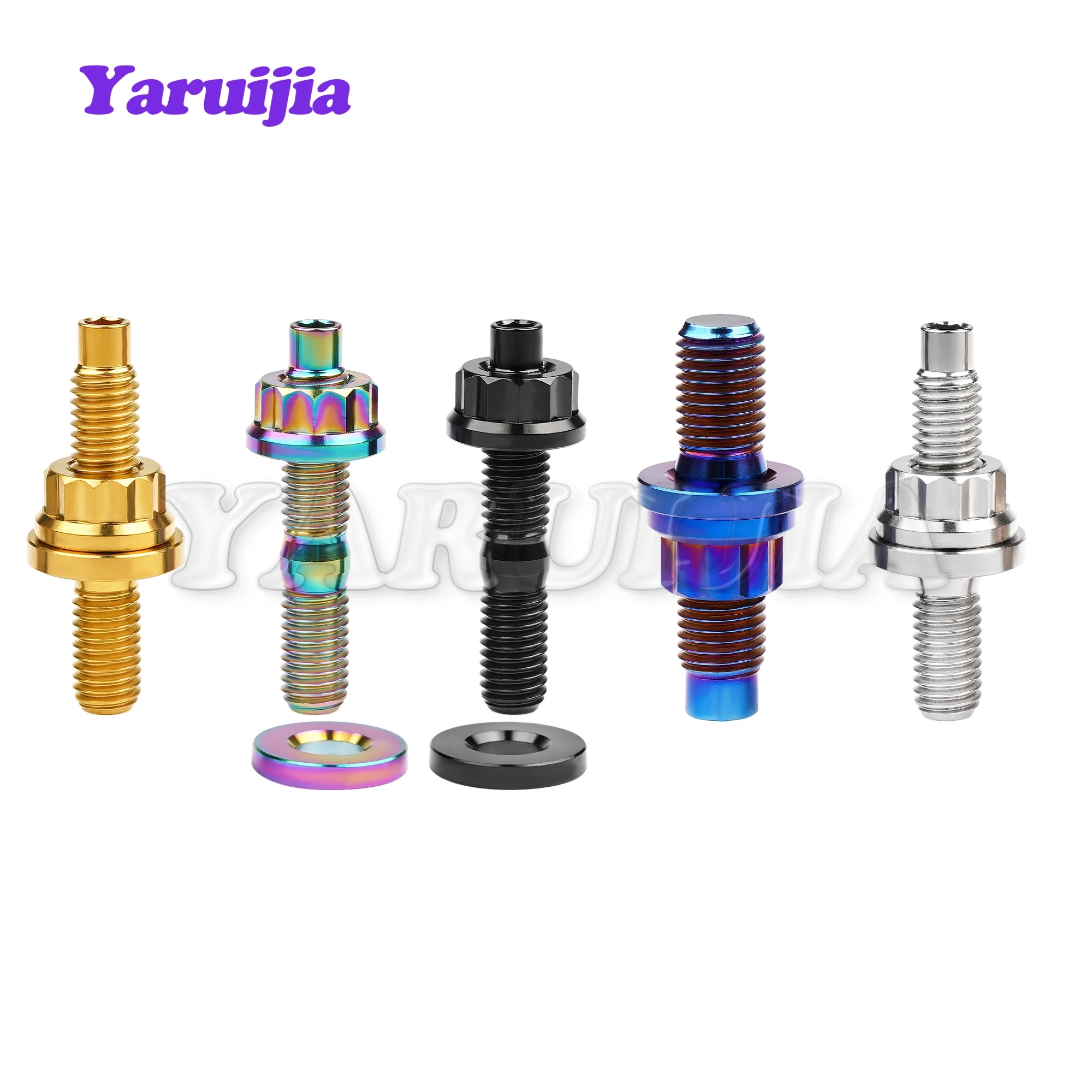 Yaruijia ไทเทเนียม Bolt M8/M10 Hex รถจักรยานยนต์น้ํามันท่อระบายน้ําสกรูหน้าแปลน Nut Universal สําหรับสายเบรค Caliper Master กระบอก