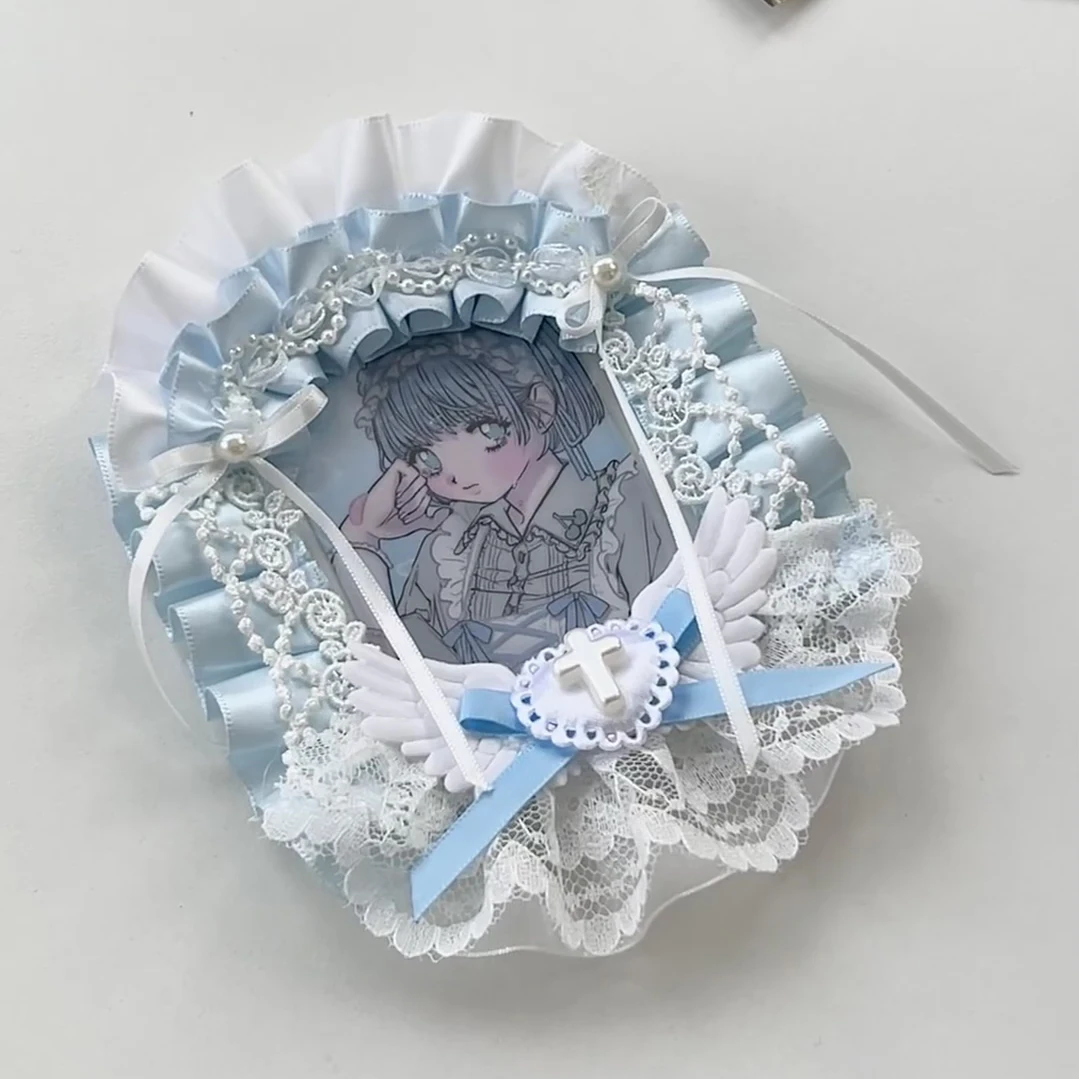 Handmade Ribbon Decor Top Loader Green Pink Photocard Holder Kpop Card Protector Sweet ID Anime Credit Case