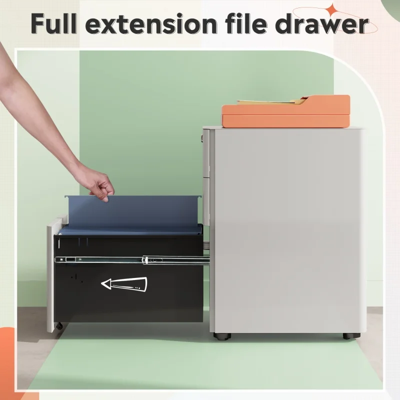 خزانة ملفات GALAXHERO ذات 3 أدراج، خزانة ملفات عمودية، تخزين نحيف لملفات حجم الحروف القانونية، منظمة المكاتب المنزلية