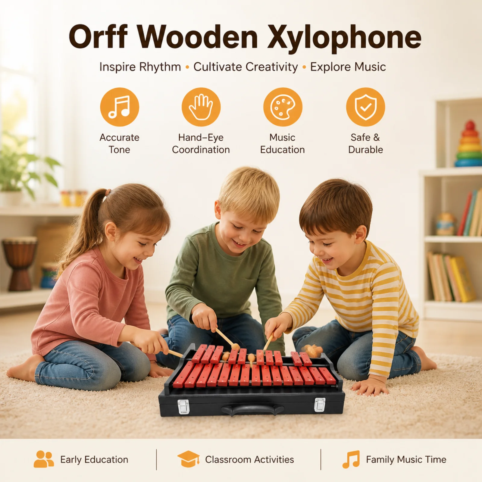 Musical Instrument Glockenspiel - Glockenspiel Leggero con Tasti in Legno,