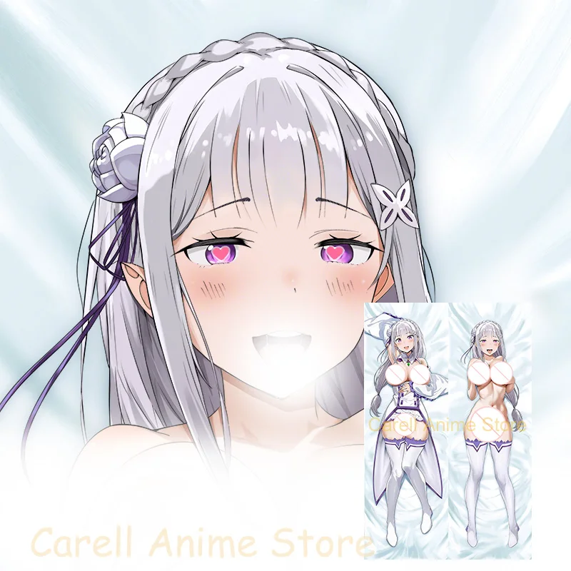 

Dakimakura Emilia Re:0 Anime Double-Sided Print Life-size Body Pillow Cover Pillowcase