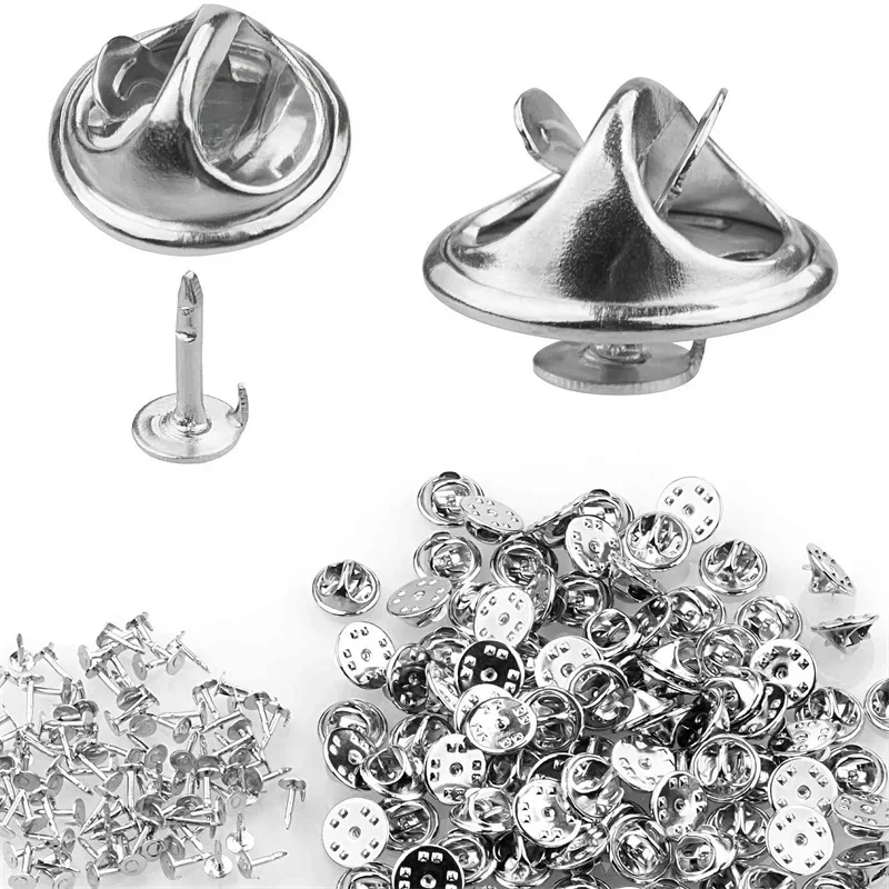 100pc metal pino de bloqueio volta broche crachá titular lapela base para diy jóias material fazendo