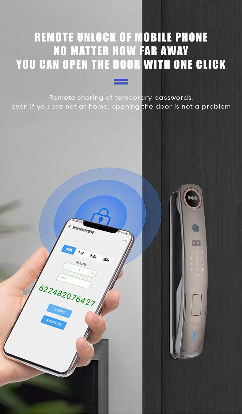 3D Face Smart Door Lock with Screen Digital Password Electronic Key IC Card APP Unlock Home Fingerprint Locks