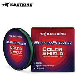 Línea de pesca trenzada de polietileno KastKing Superpower ColorShield, línea de pesca de 4 hebras de 10-80LB para alambre de pesca de carpa